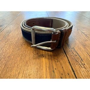 Martin Dingman Countrywear Canvas & Blue Suede Leather Belt Silver Buckle 44